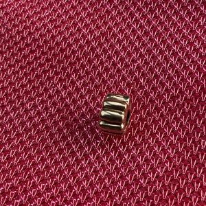 Pandora gold ribbed charm/clip/spacer